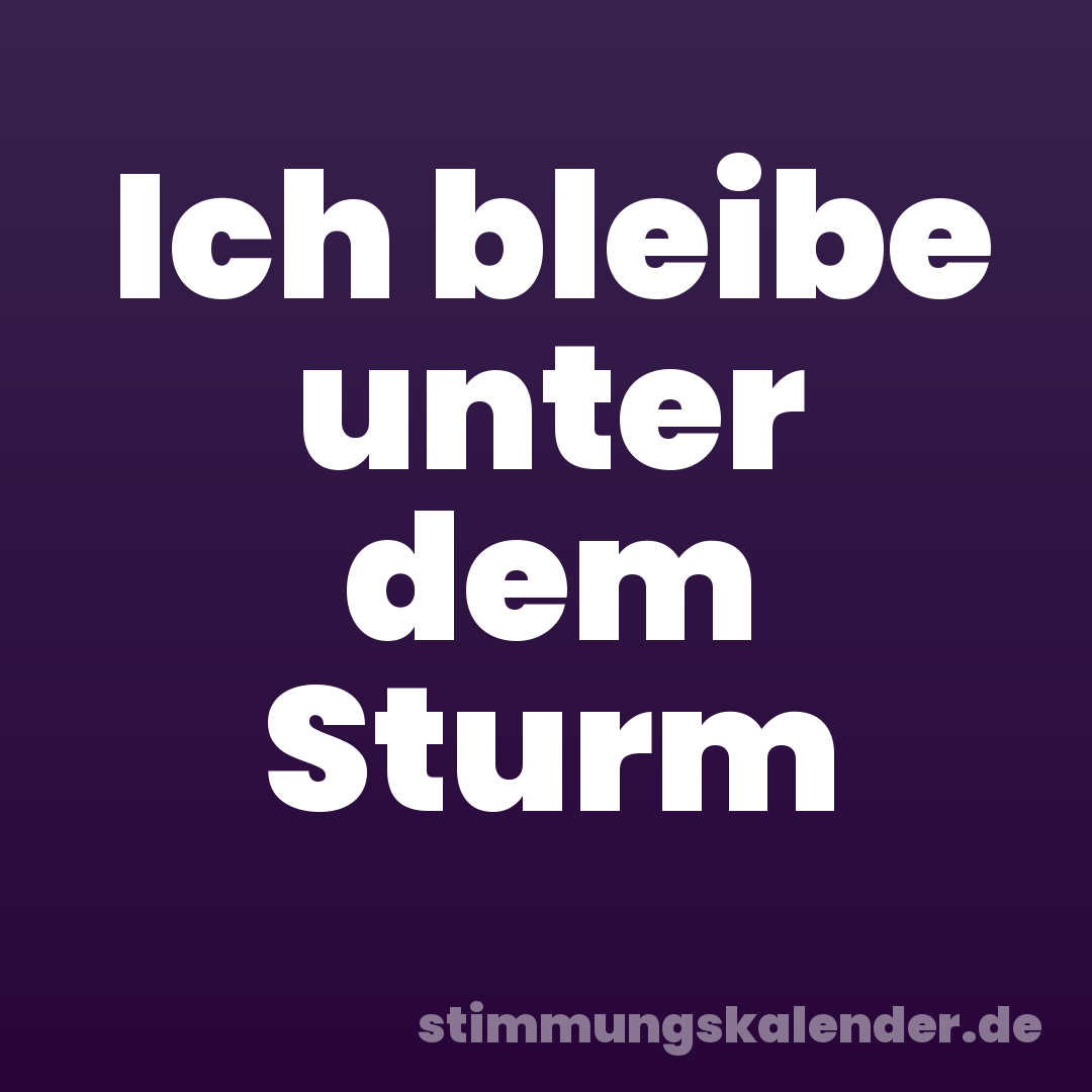 Ich bleibe unter dem Sturm
