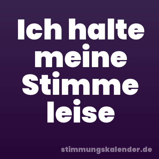 Ich halte meine Stimme leise