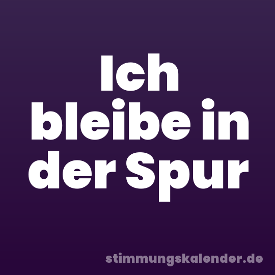 Ich bleibe in der Spur