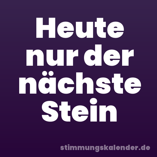 Heute nur der nächste Stein