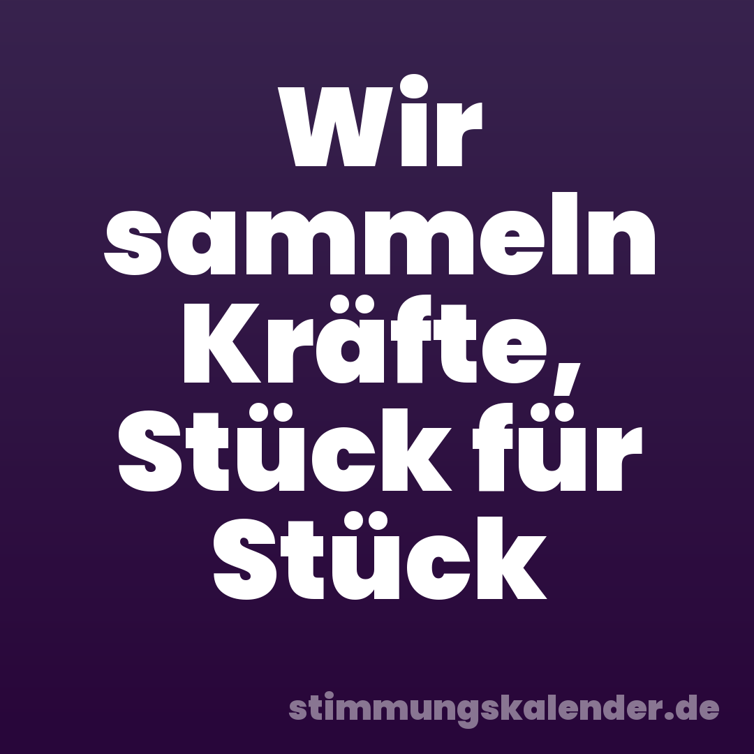 Wir sammeln Kräfte, Stück für Stück