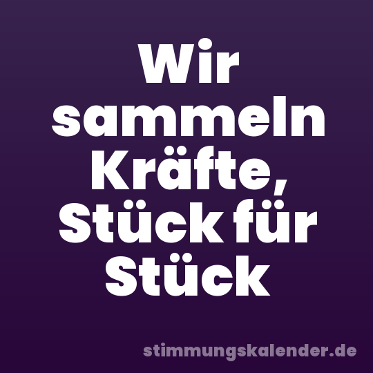 Wir sammeln Kräfte, Stück für Stück