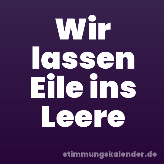 Wir lassen Eile ins Leere