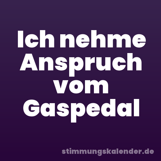 Ich nehme Anspruch vom Gaspedal
