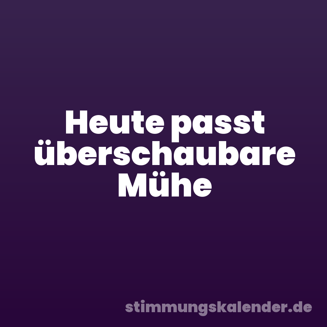 Heute passt überschaubare Mühe
