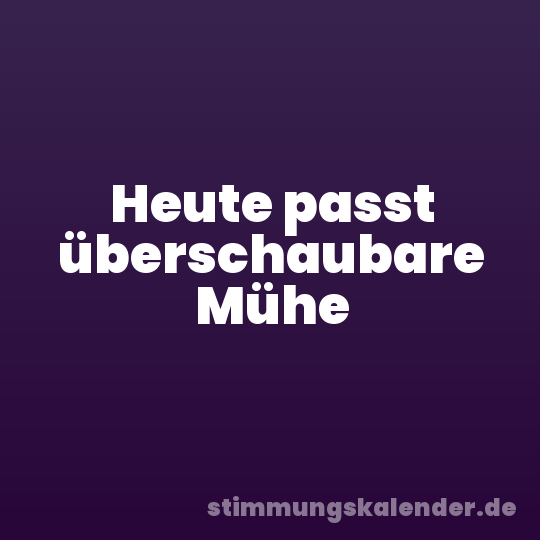 Heute passt überschaubare Mühe