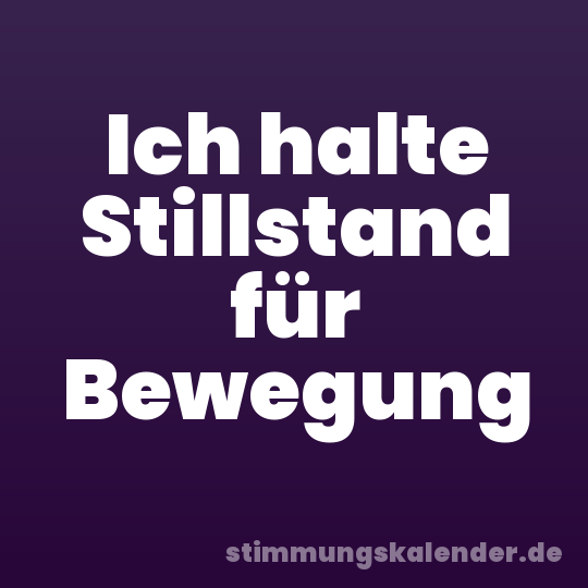 Ich halte Stillstand für Bewegung