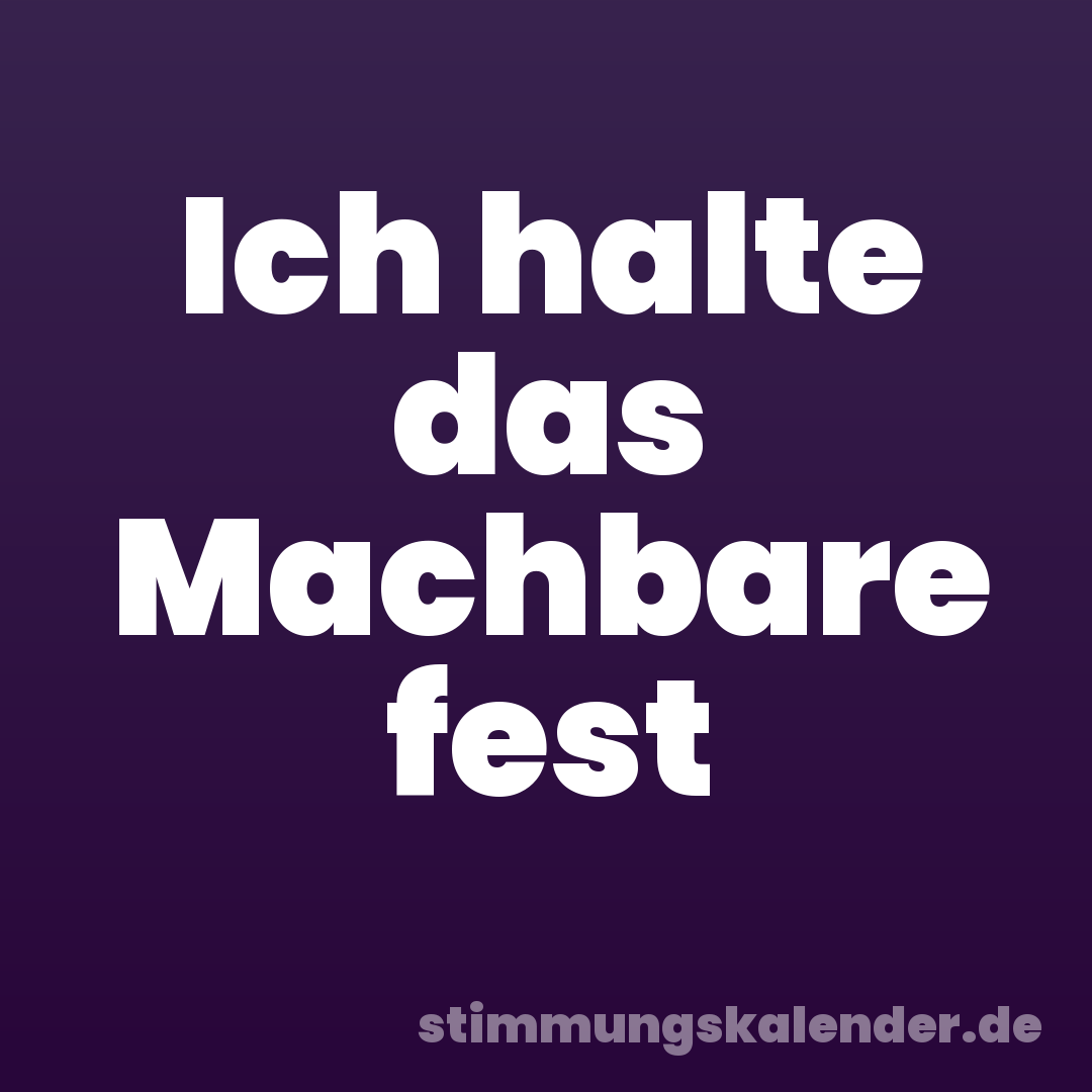 Ich halte das Machbare fest