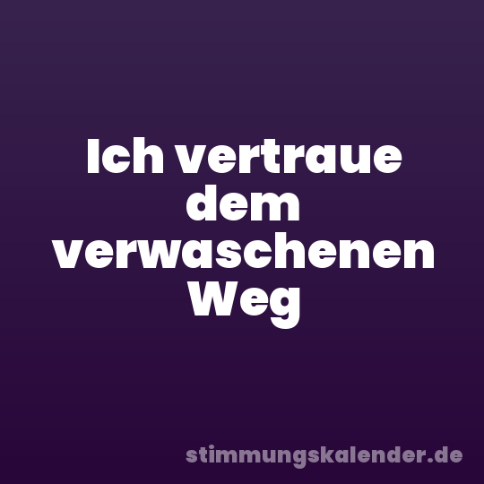 Ich vertraue dem verwaschenen Weg