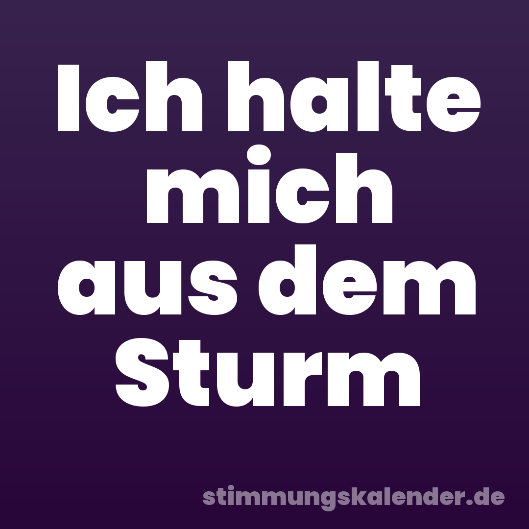 Ich halte mich aus dem Sturm