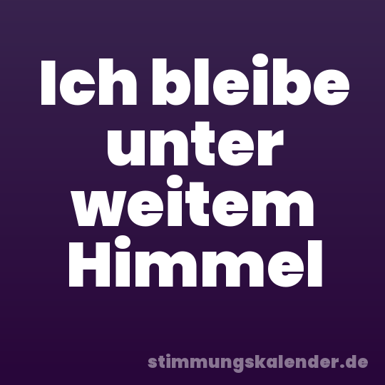 Ich bleibe unter weitem Himmel