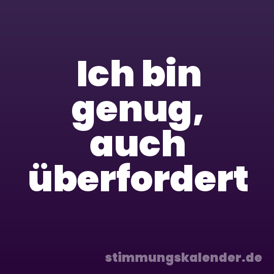 Ich bin genug, auch überfordert