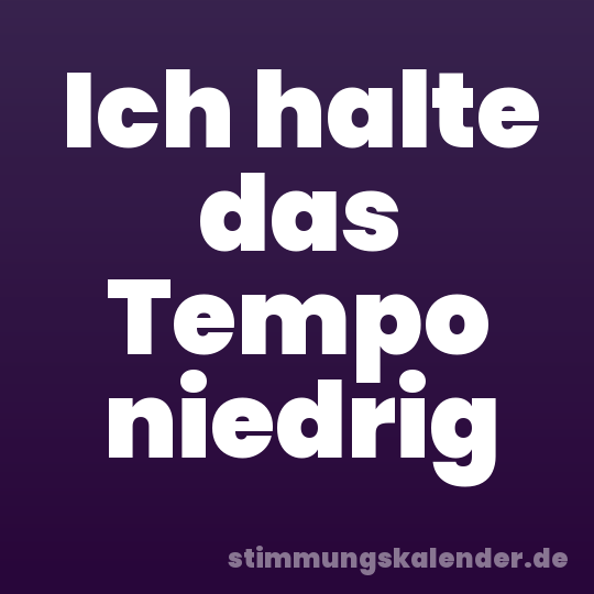 Ich halte das Tempo niedrig