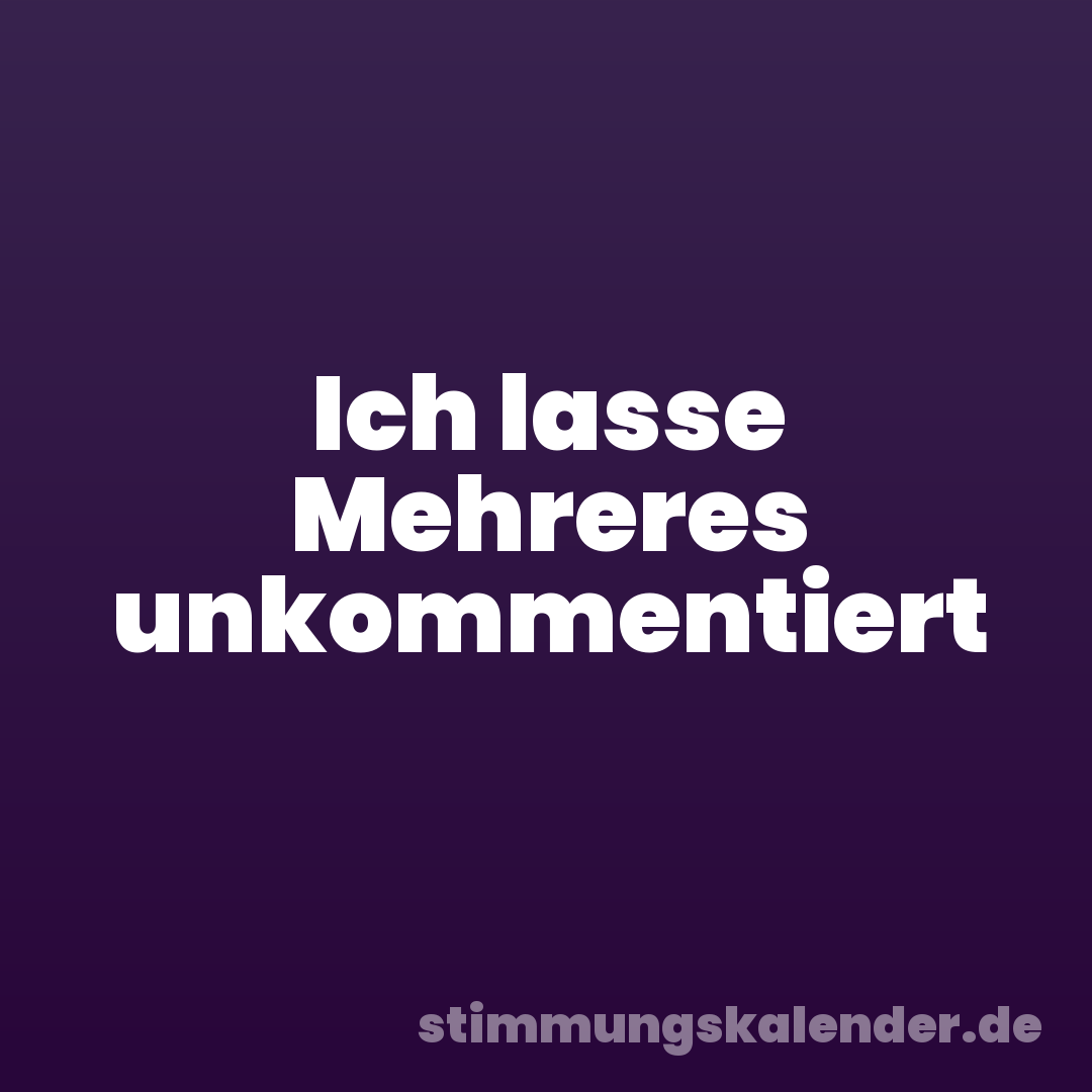 Ich lasse Mehreres unkommentiert