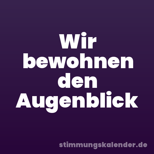Wir bewohnen den Augenblick