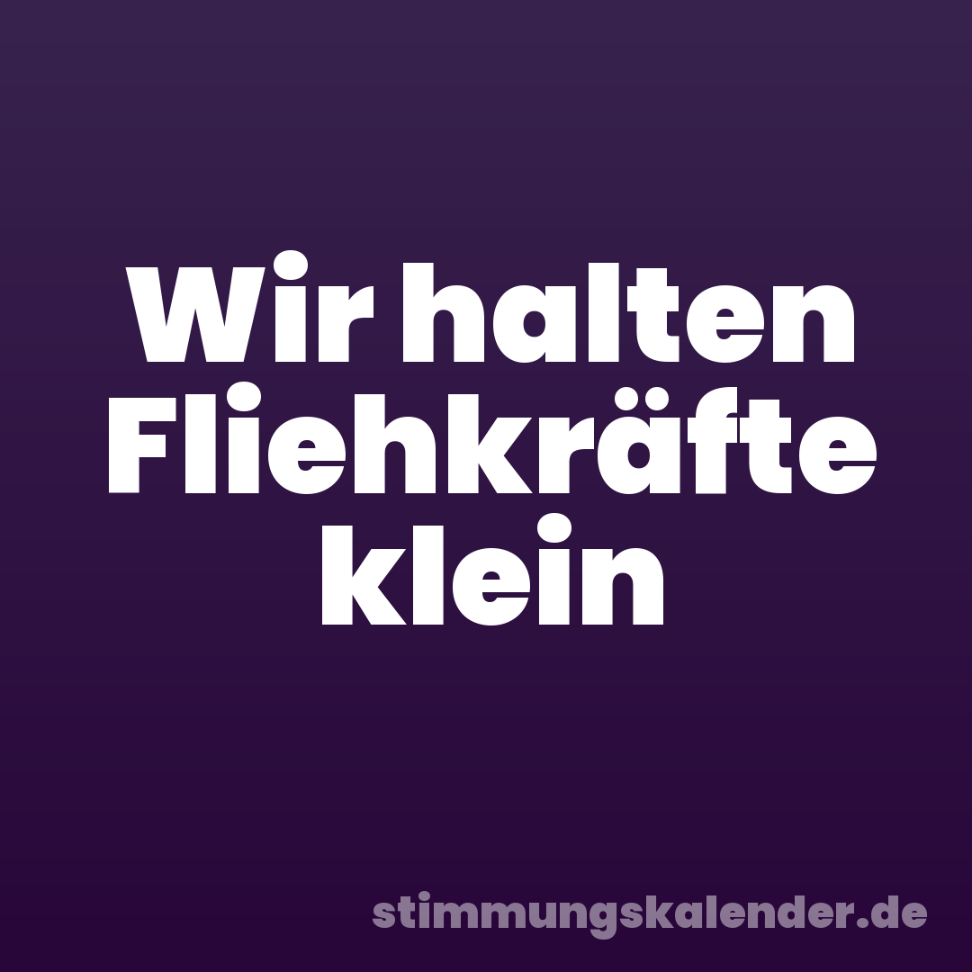 Wir halten Fliehkräfte klein