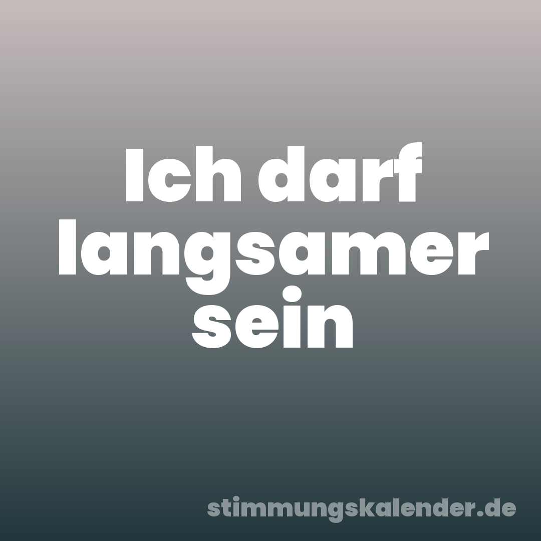Ich darf langsamer sein