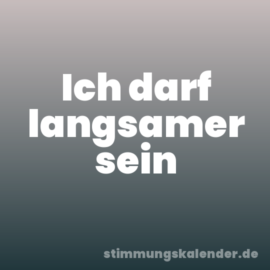 Ich darf langsamer sein
