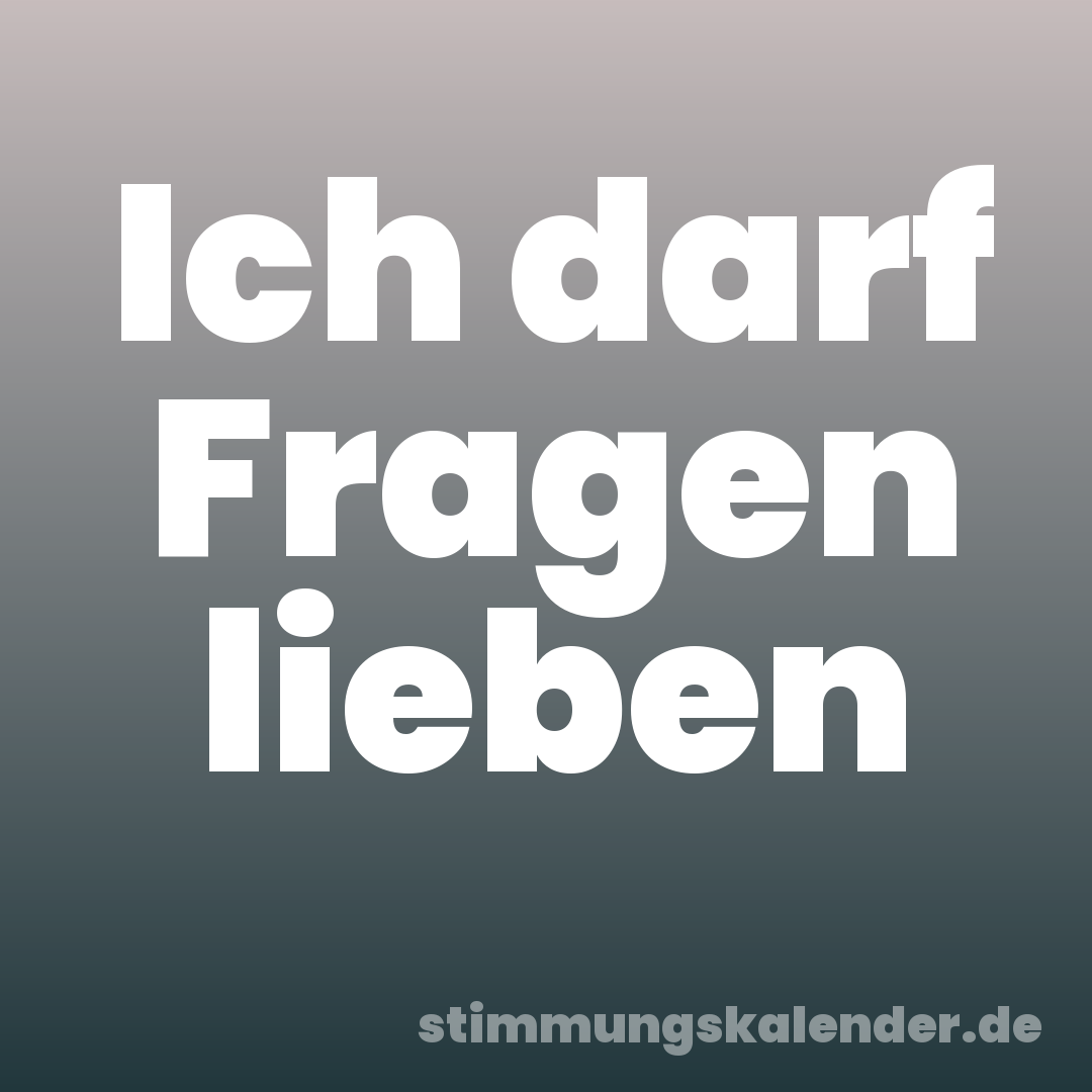 Ich darf Fragen lieben