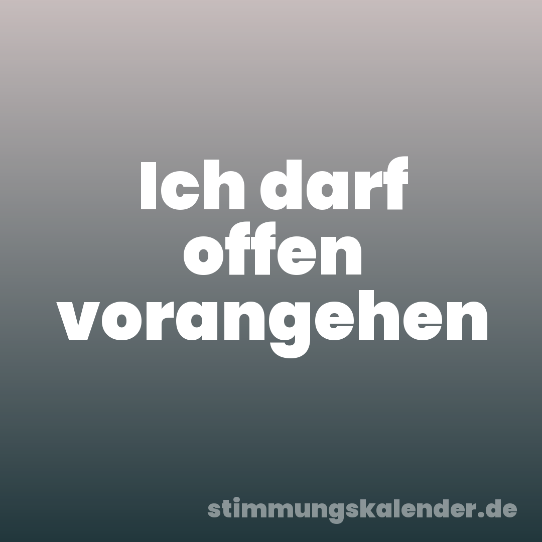 Ich darf offen vorangehen