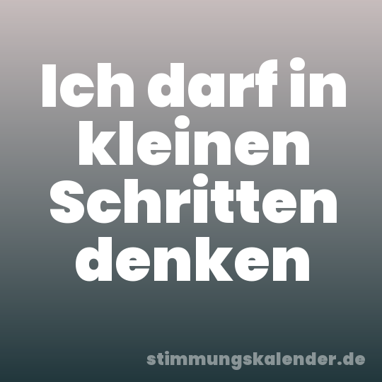Ich darf in kleinen Schritten denken