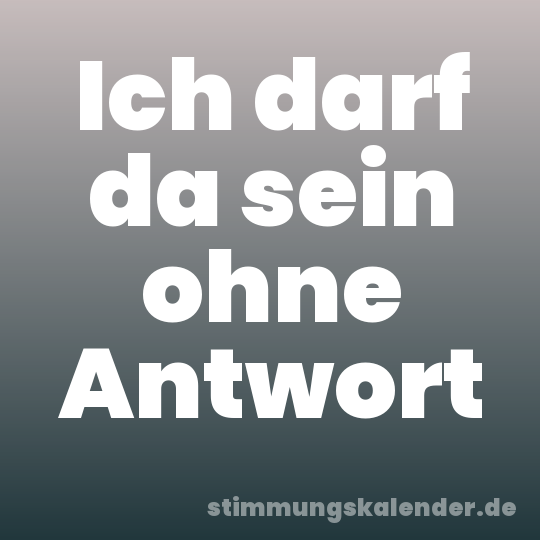 Ich darf da sein ohne Antwort