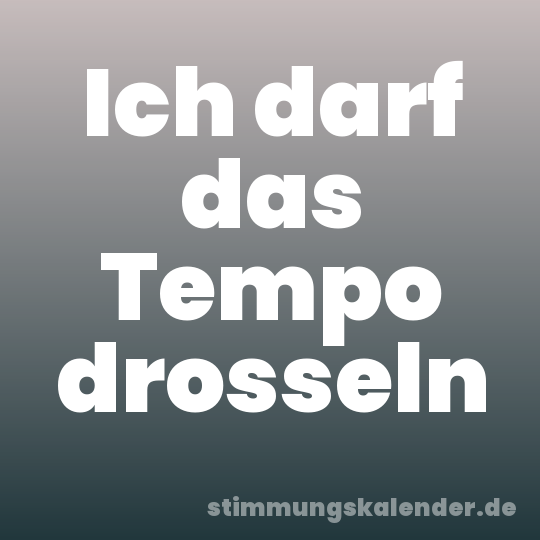 Ich darf das Tempo drosseln