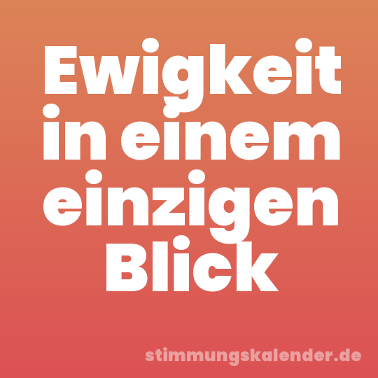 Ewigkeit in einem einzigen Blick