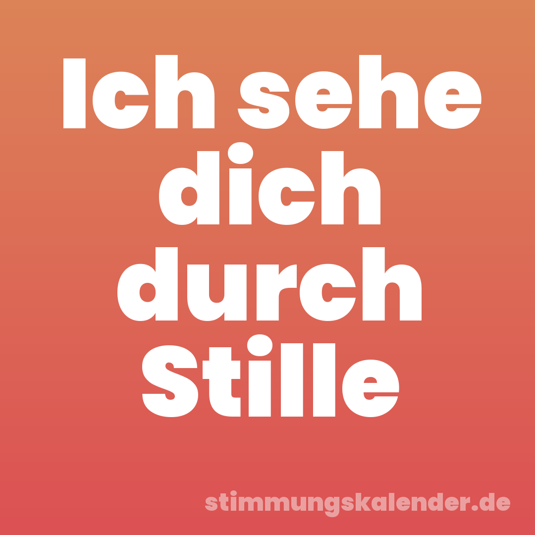 Ich sehe dich durch Stille