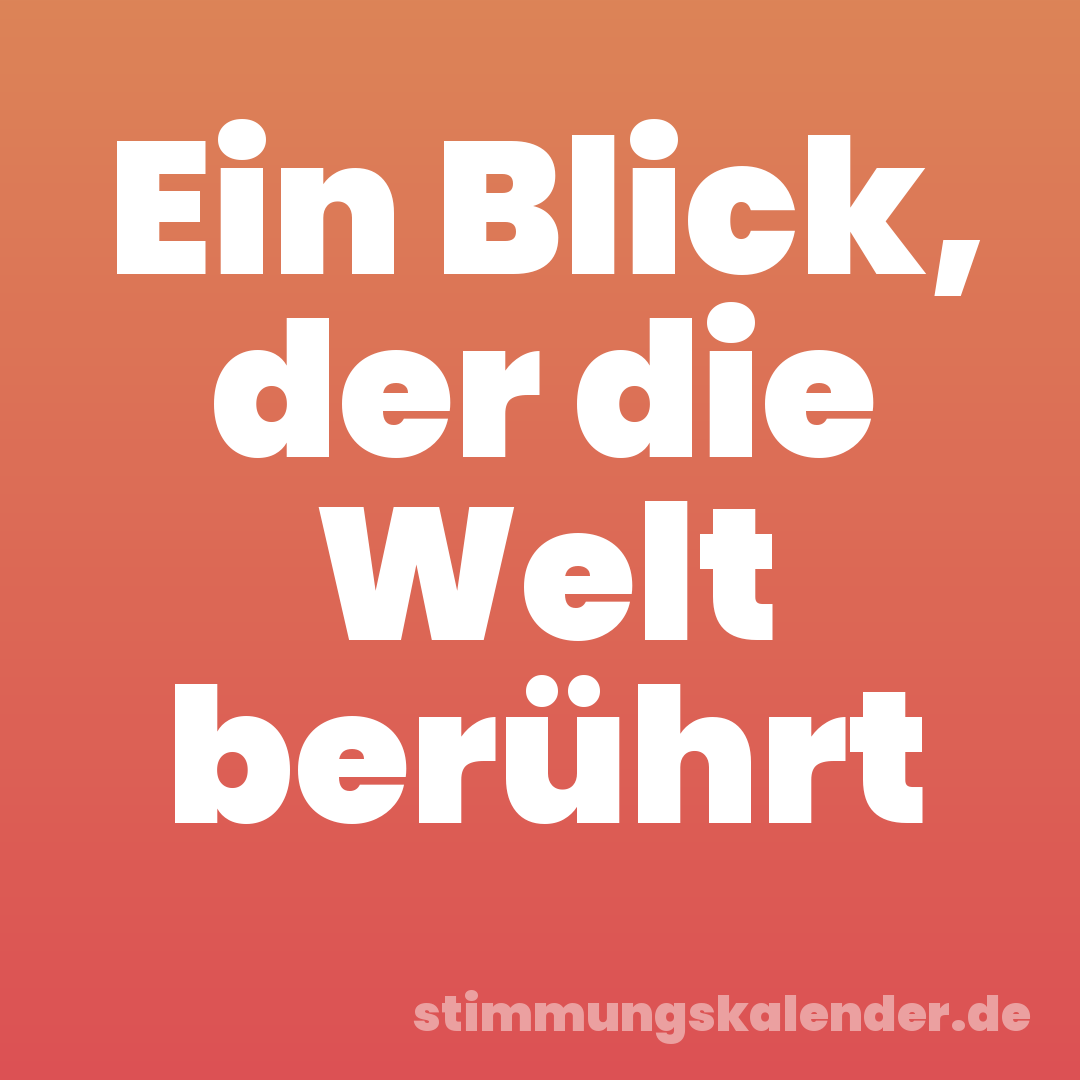 Ein Blick, der die Welt berührt