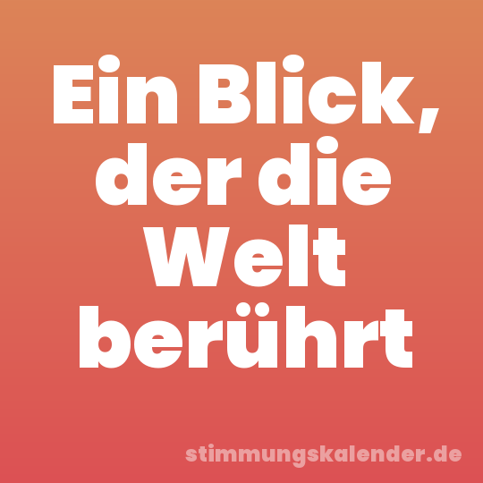 Ein Blick, der die Welt berührt