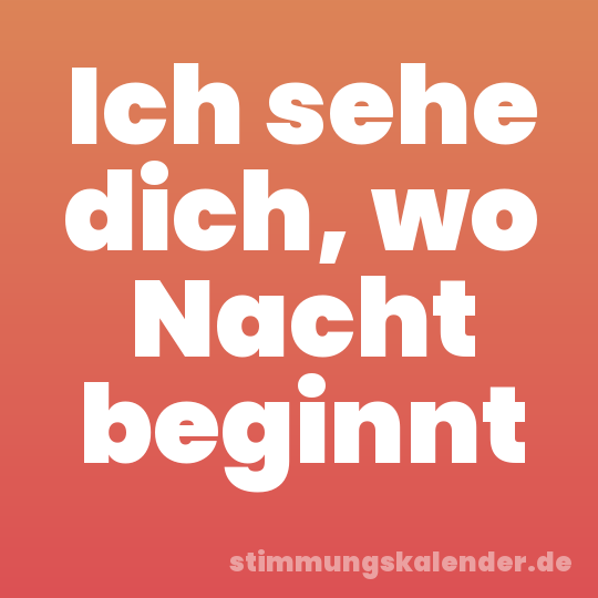 Ich sehe dich, wo Nacht beginnt