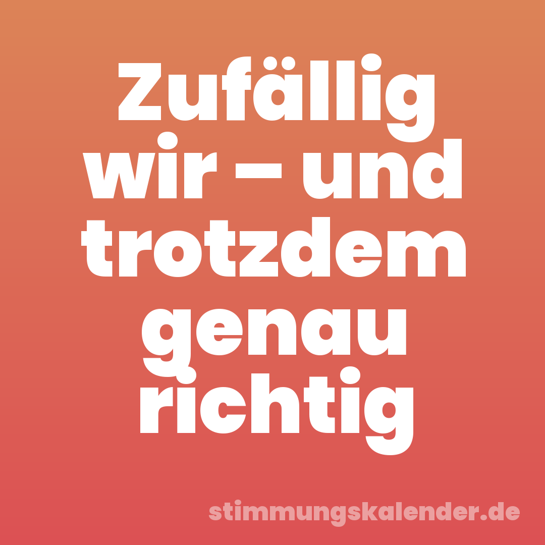 Zufällig wir – und trotzdem genau richtig