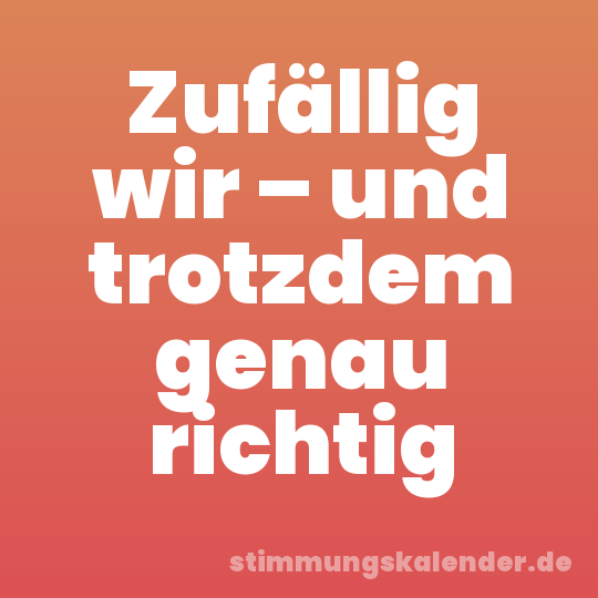 Zufällig wir – und trotzdem genau richtig