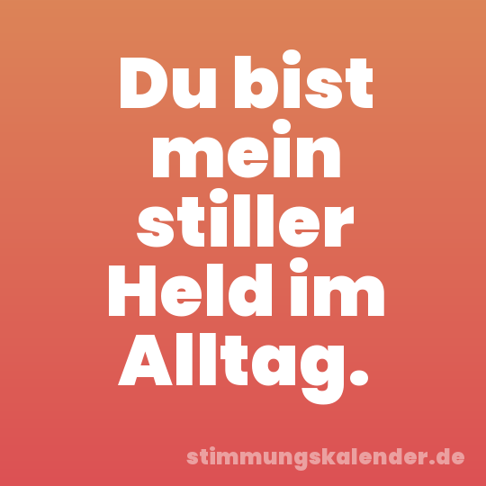 Du bist mein stiller Held im Alltag.