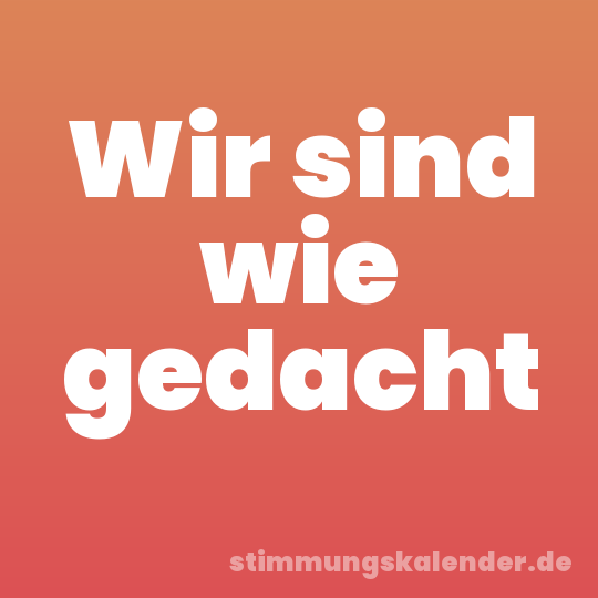 Wir sind wie gedacht