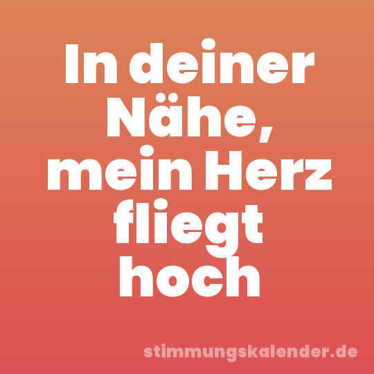 In deiner Nähe, mein Herz fliegt hoch