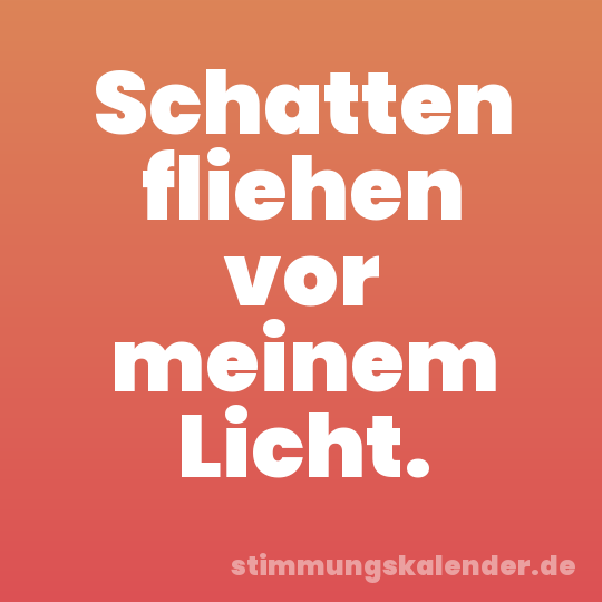 Schatten fliehen vor meinem Licht.