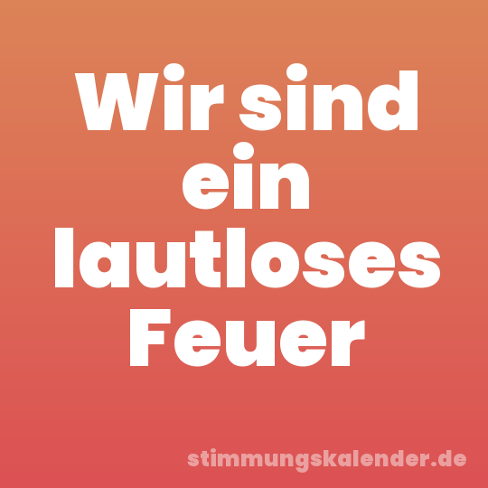 Wir sind ein lautloses Feuer