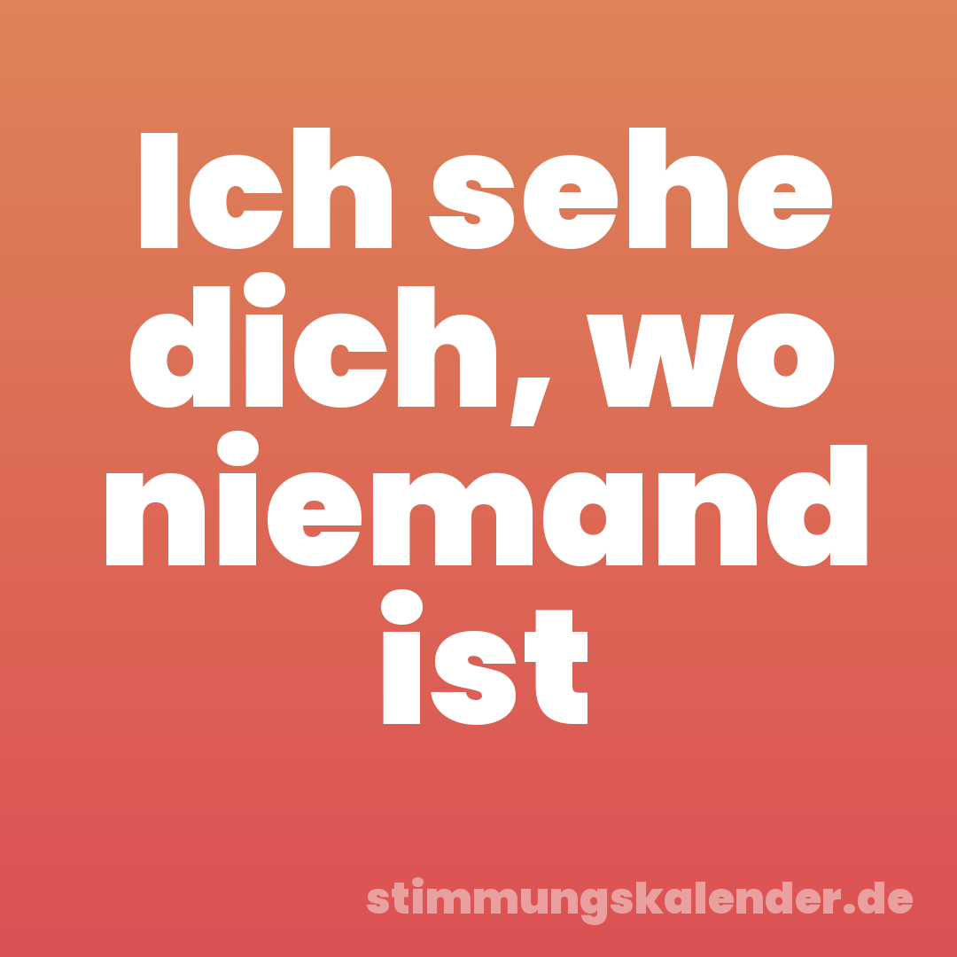 Ich sehe dich, wo niemand ist
