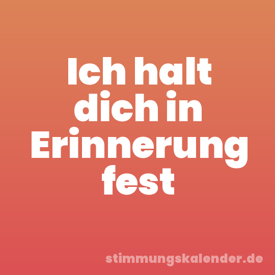 Ich halt dich in Erinnerung fest