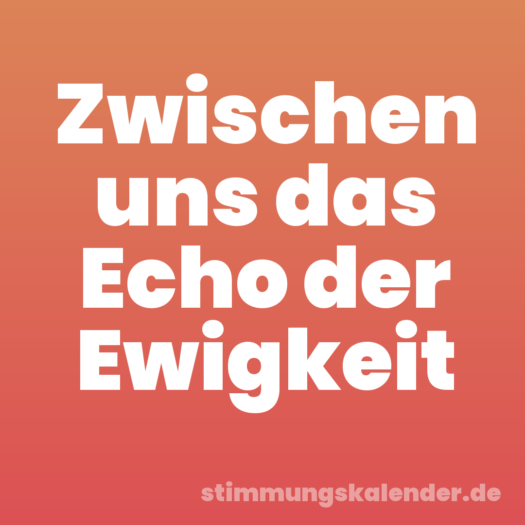 Zwischen uns das Echo der Ewigkeit