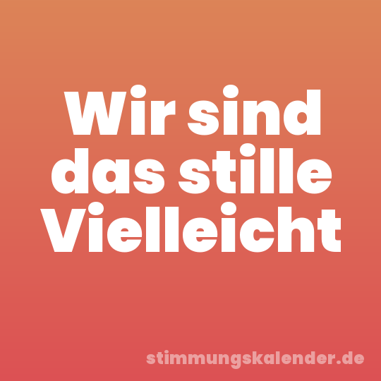 Wir sind das stille Vielleicht