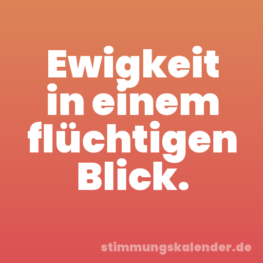 Ewigkeit in einem flüchtigen Blick.