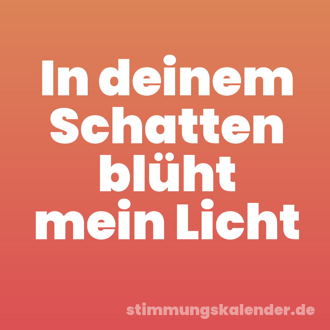 In deinem Schatten blüht mein Licht