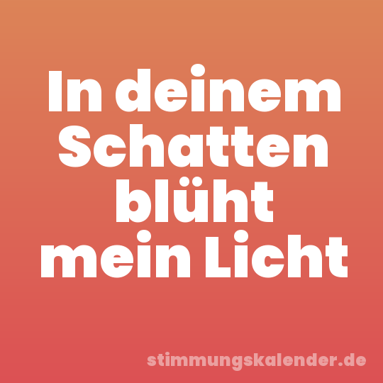 In deinem Schatten blüht mein Licht