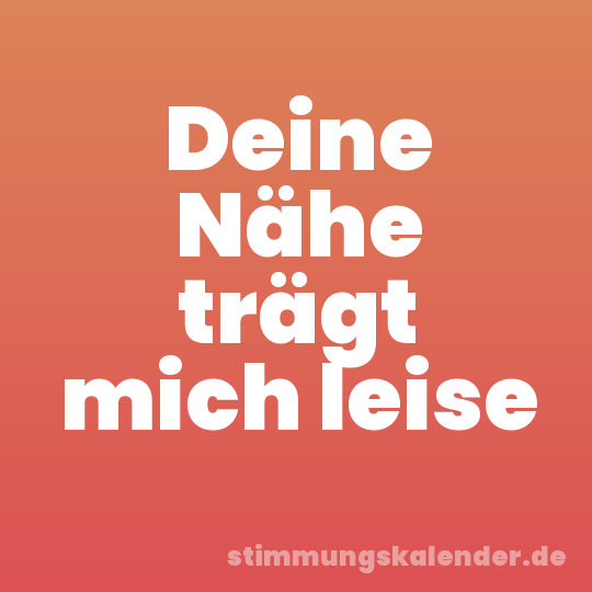 Deine Nähe trägt mich leise