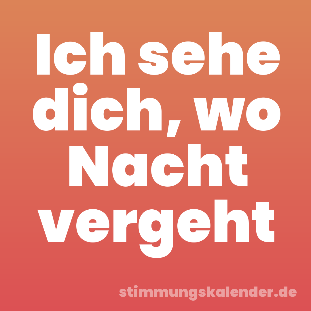 Ich sehe dich, wo Nacht vergeht