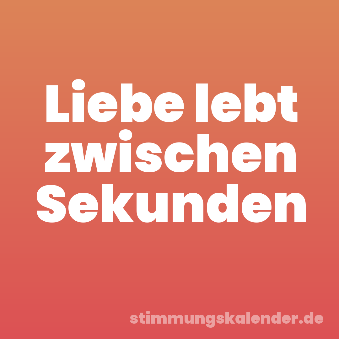 Liebe lebt zwischen Sekunden