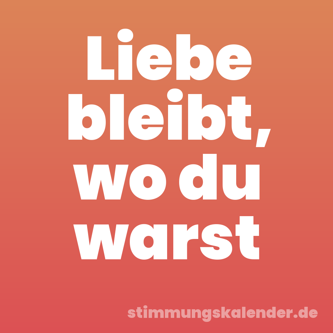 Liebe bleibt, wo du warst